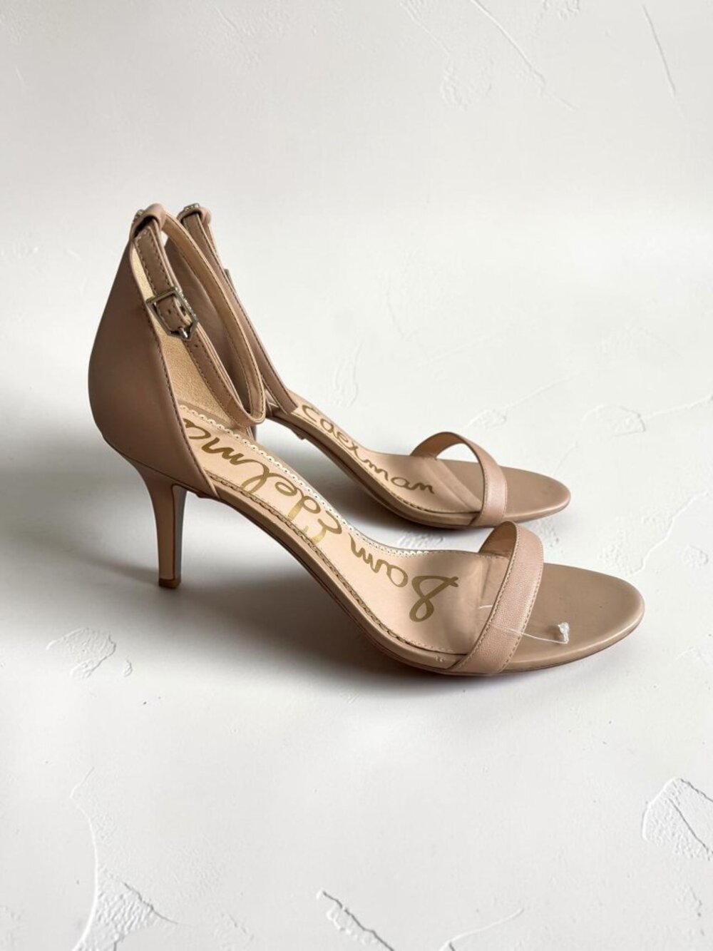 SAM EDELMAN Beige Leather Ankle Strap Heels Size 13